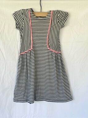 Tea Collection Black & White Striped Dress with Pink Trim